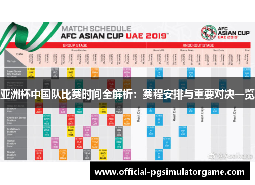 亚洲杯中国队比赛时间全解析:赛程安排与重要对决一览 亚洲杯中国队比赛时间全解析:赛程安排与重要对决一览